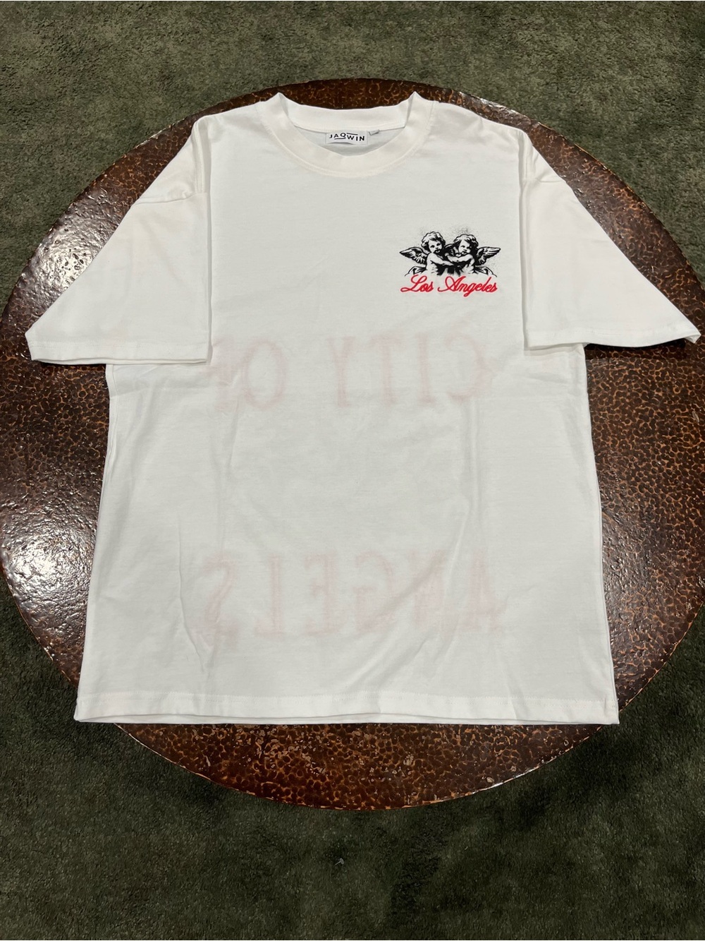 Los Angeles Cherub Embroidered Graphic Tee - White